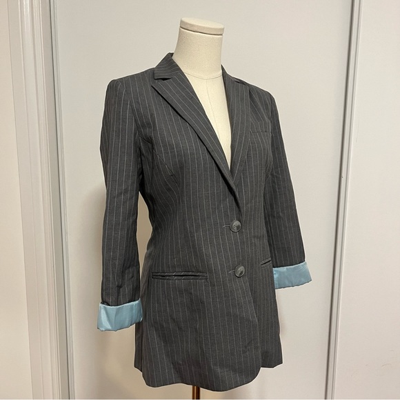 Tristan and Iseut Blazer Size 4 Lined Blue Gray Ladies Women Work Office - Picture 10 of 13